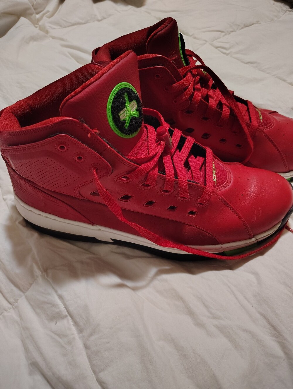 Men's Red High-Top Jordans - Picture 1 of 7